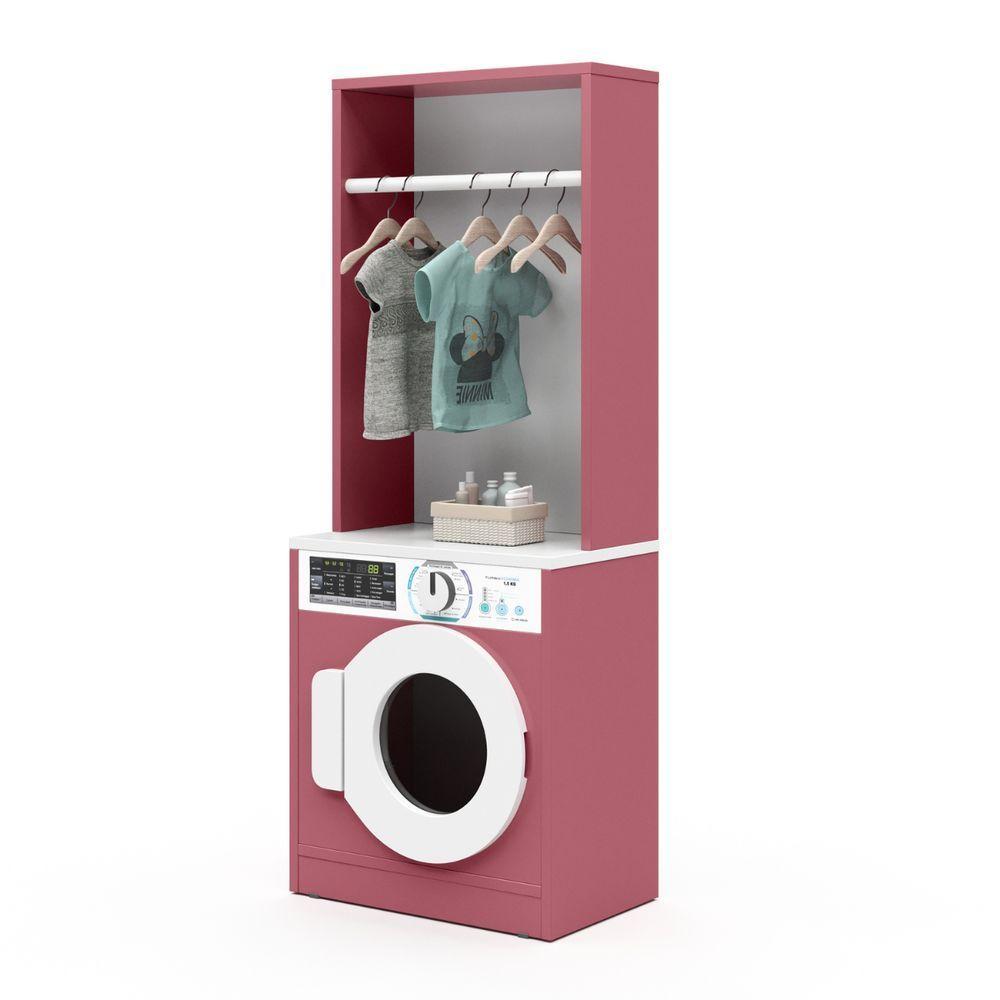 Lavanderia Infantil Diana Com Cabideiro Mdf Branco Rosa - 3