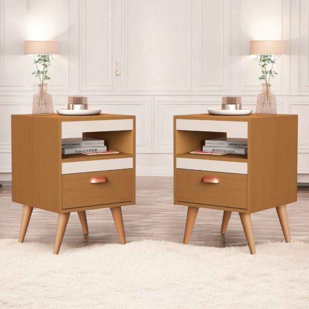 Kit Mesa Cabeceira 2 Unidades Ype Off White Ype - 1