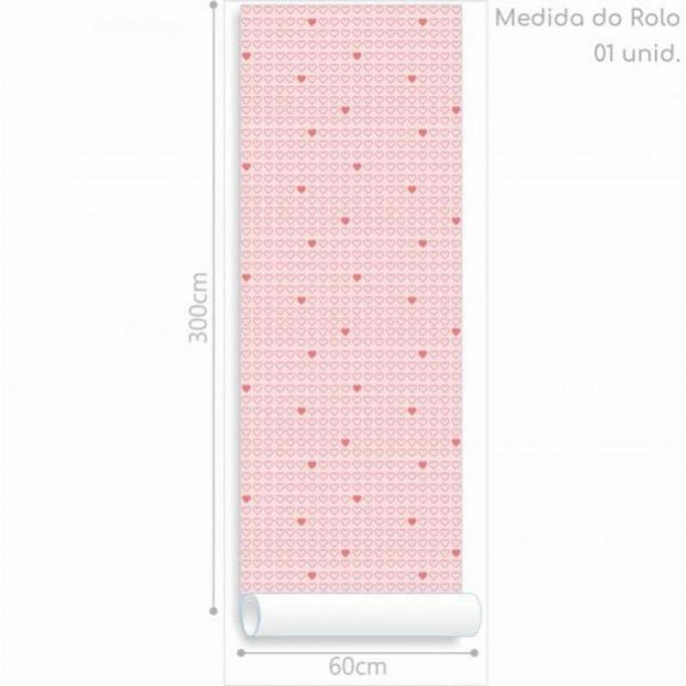 Papel De Parede Infantil Corações Rosa - 3