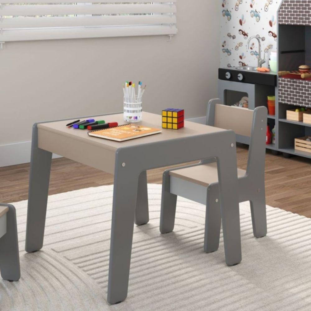 Conjunto De Mesa Infantil Com 2 Cadeiras Diana Cinza Connect - 2