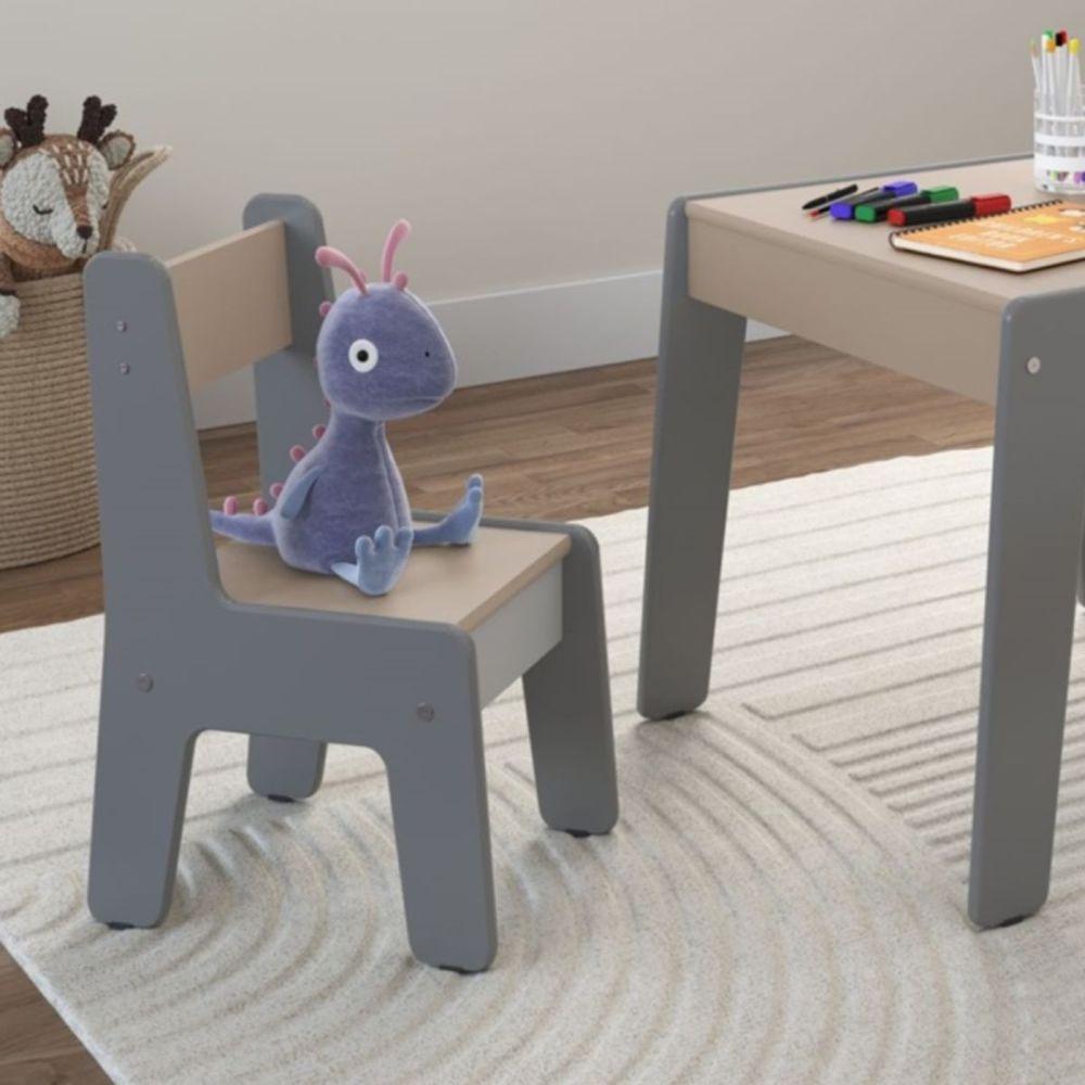 Conjunto De Mesa Infantil Com 2 Cadeiras Diana Cinza Connect - 3