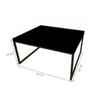 Mesa Centro Sala Pés De Ferro Tampo Mdf 60x40 Preto Fosco - 3