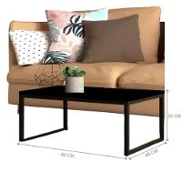 Mesa Centro Sala Pés De Ferro Tampo Mdf 60x40 Preto Fosco - 4