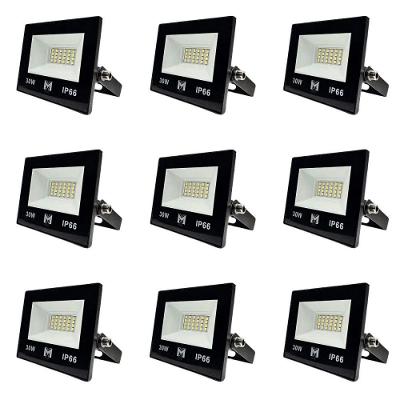Kit 9 Refletor Led 30w Smd Bivolt 6500k Fachada Pavilhão Ip66 Mx-0316