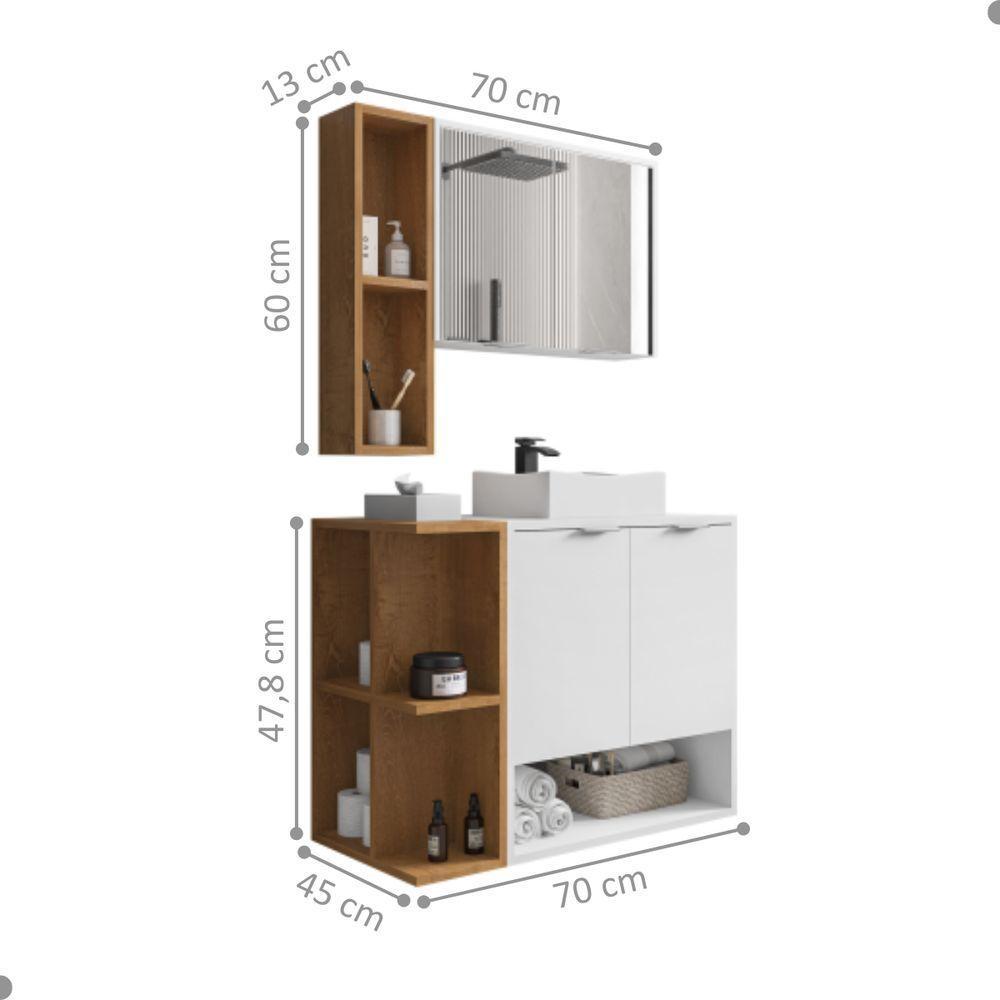 Conj Banheiro Gabinete Ibiza 2076116 Branco Naturalle - 2