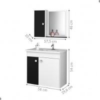 Conj Gabinete Munique 2074286 Banheiro Branco Preto Fosco - 2