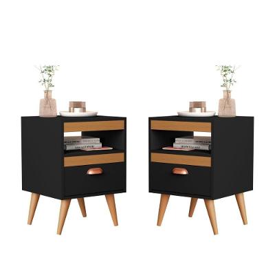 Kit Mesa Cabeceira 2 Unidades Preto Ype Preto