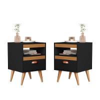 Kit Mesa Cabeceira 2 Unidades Preto Ype Preto - 1