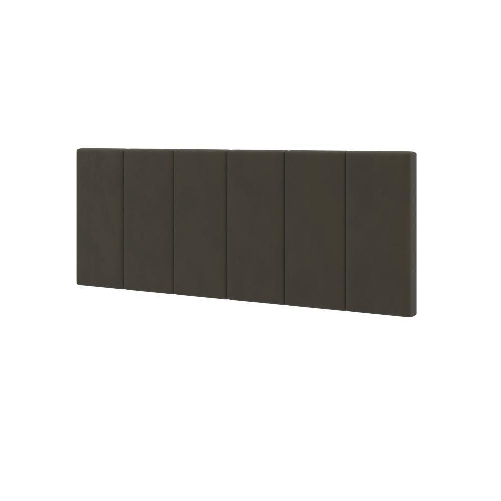 Cabeceira Casal Laura 1,40 Almofadada Sued Marron - 1