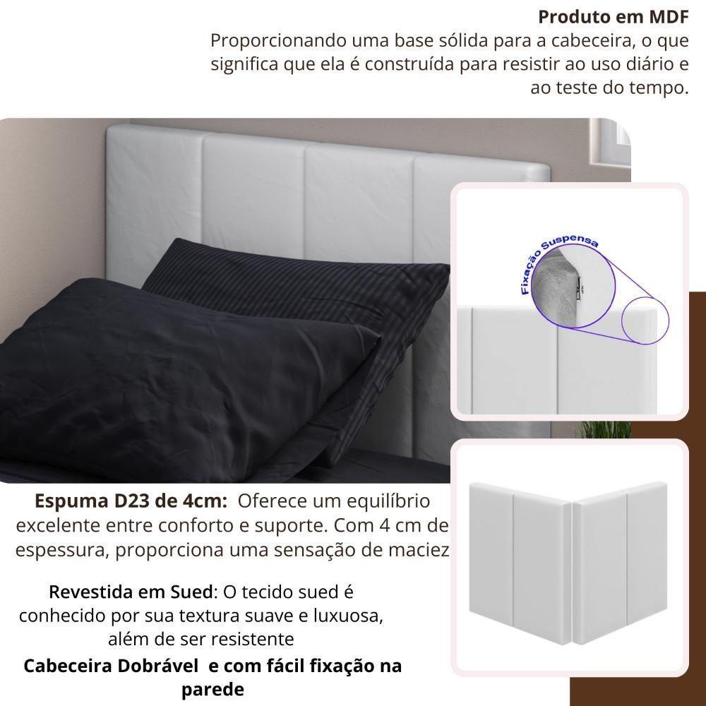 Cabeceira Casal Laura 1,40 Almofadada Sued Marron - 6