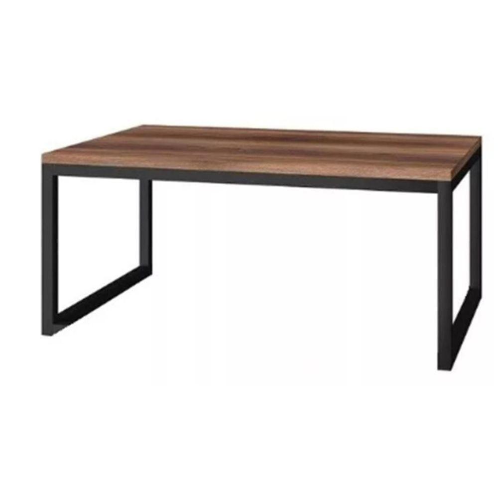 Mesa Centro Sala Pés De Ferro Tampo Mdf 80x40 Amadeirado - 2