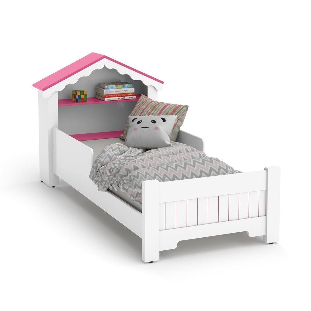 Mini Cama Infantil Casinha Princesa Quarto Branco Rosa - 2