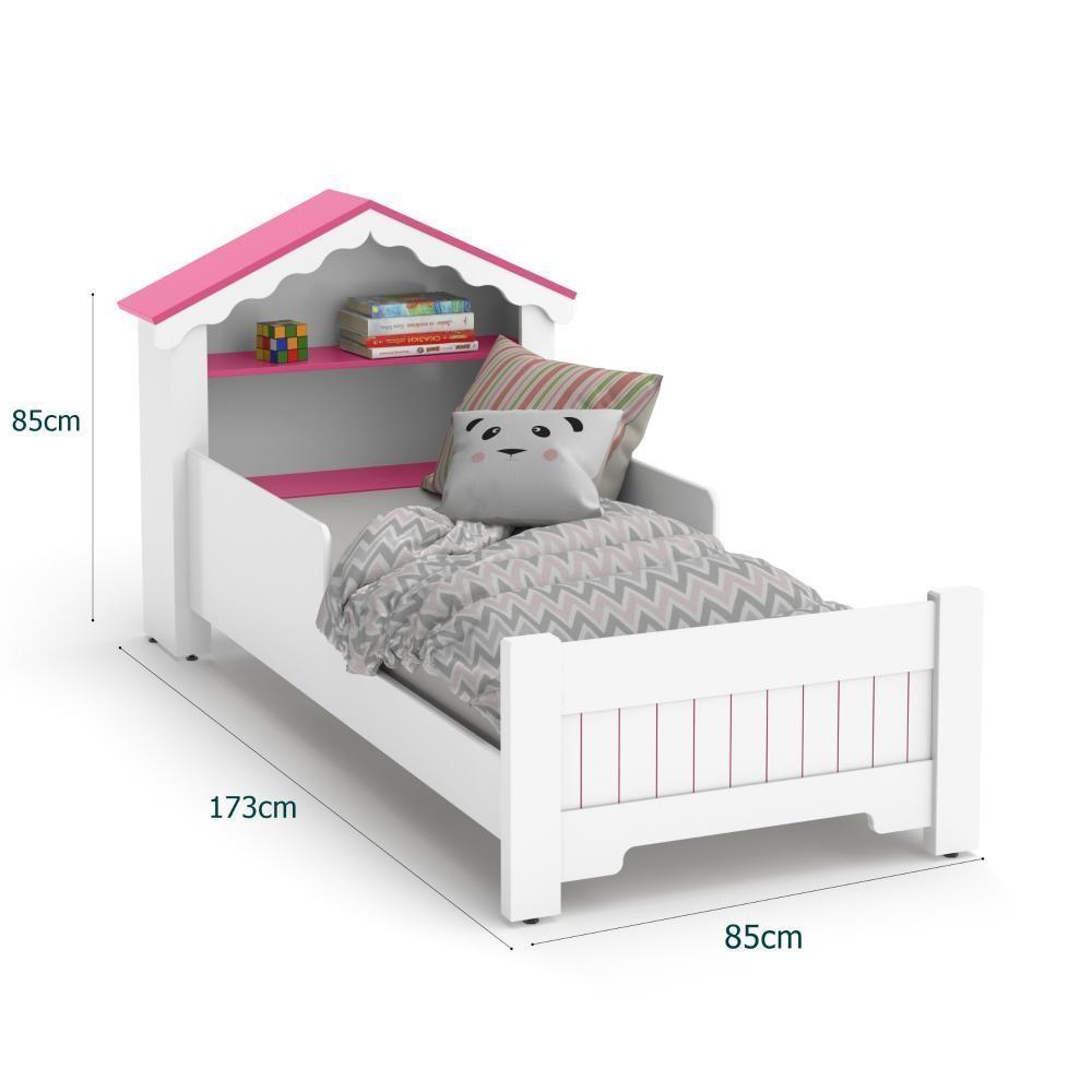 Mini Cama Infantil Casinha Princesa Quarto Branco Rosa - 4