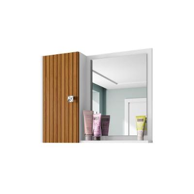 Espelheira Gênova Banheiro Branco Ripado