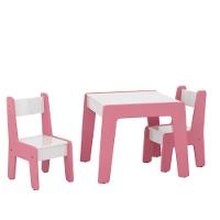 Conjunto De Mesa Infantil Com 2 Cadeiras Diana Branco Rosa - 2