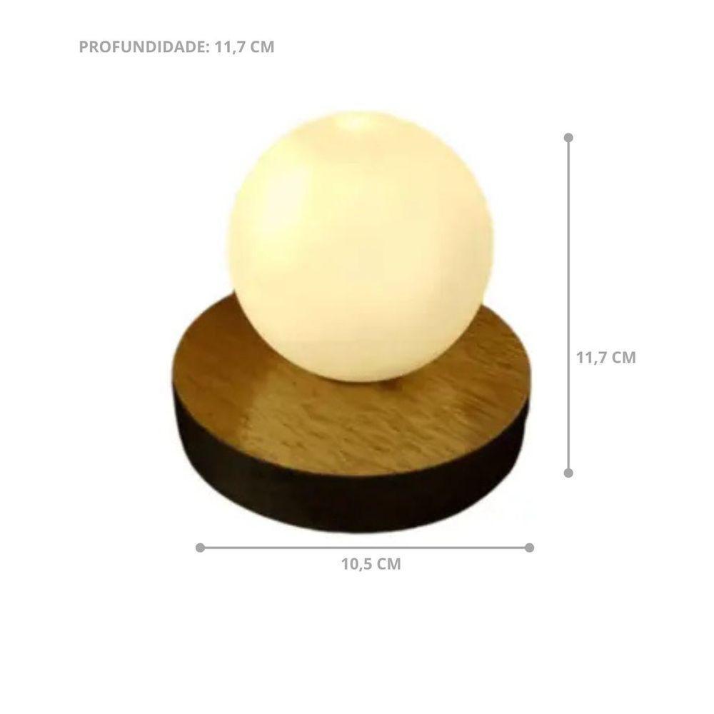 Luminária Moon Lampada Madeira Natural - 3