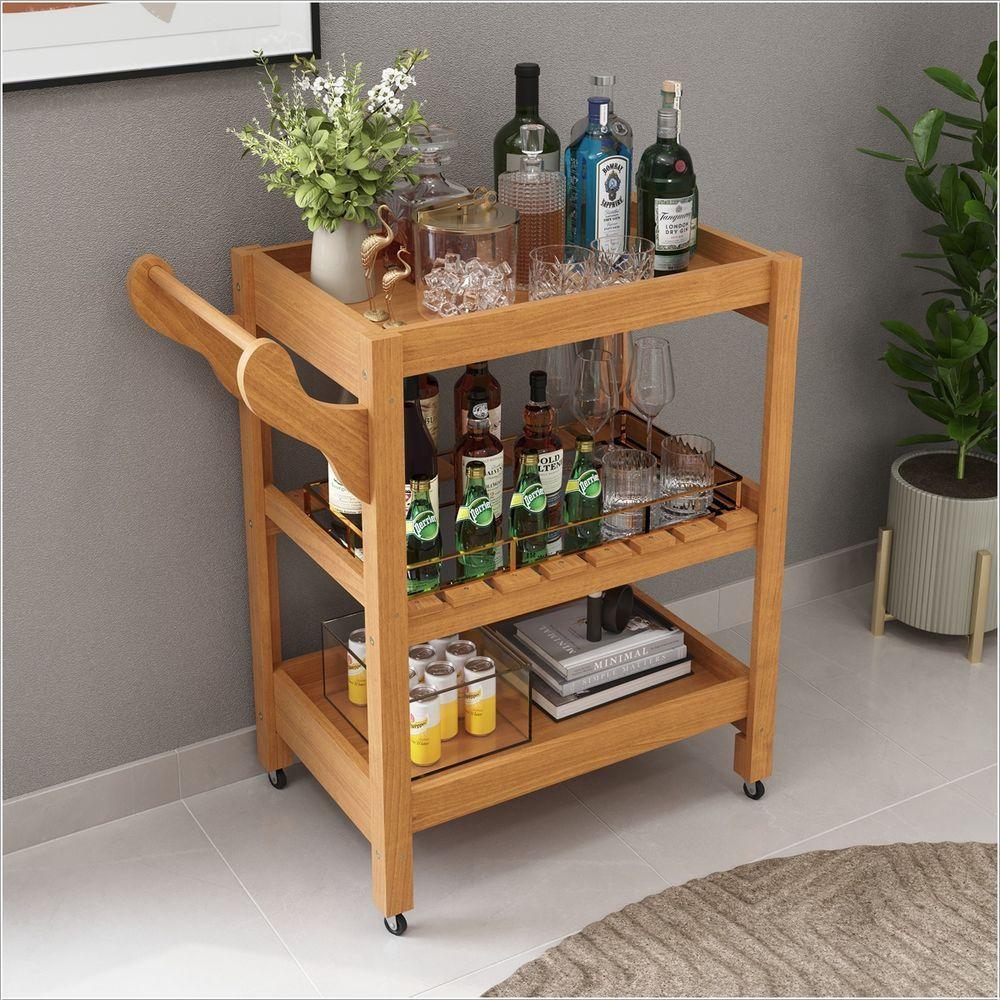 Carrinho Multiuso Server C Rodízios Madeira Natural - 2