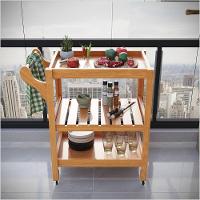 Carrinho Multiuso Server C Rodízios Madeira Natural - 1