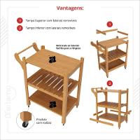 Carrinho Multiuso Server C Rodízios Madeira Natural - 4