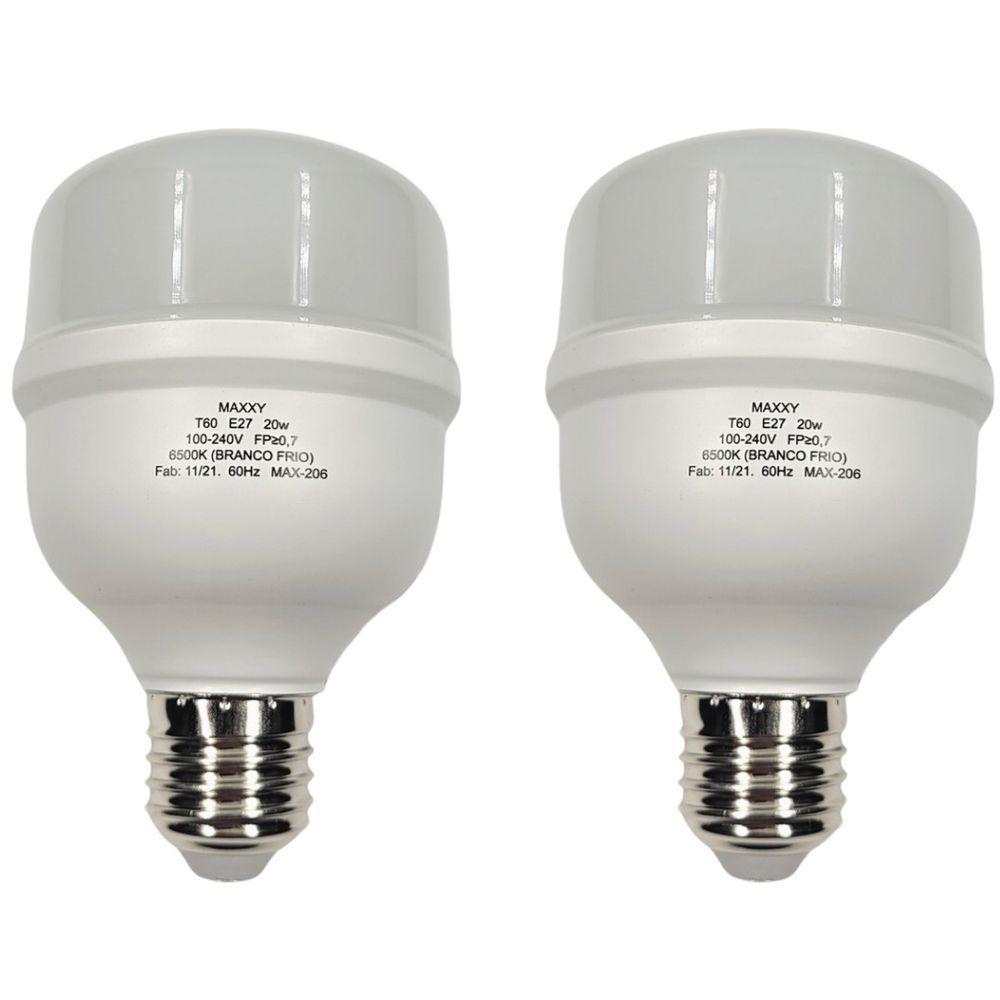 Kit Com 2 Lâmpadas Bulbo Led 20w 6500k Max-0206 - 1