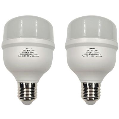 Kit Com 2 Lâmpadas Bulbo Led 20w 6500k Max-0206