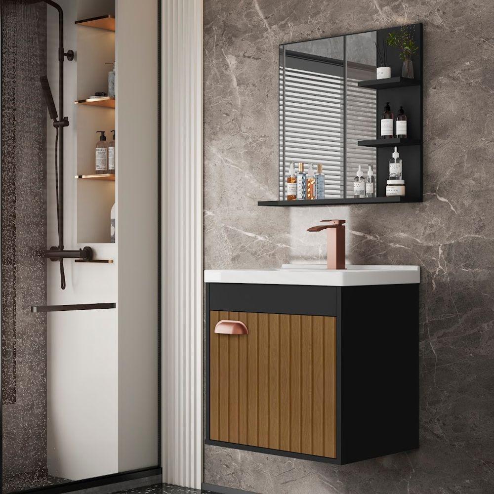 Conj Para Banheiro Hercules Preto Ripado - 1