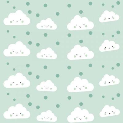 Papel De Parede Infantil Nuvem Verde