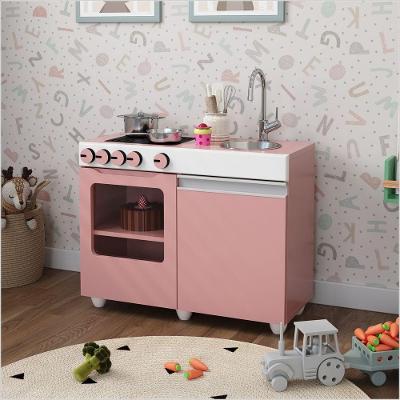 Mini Cozinha Infantil Luli Com Pia E Fogao Rosa Branco
