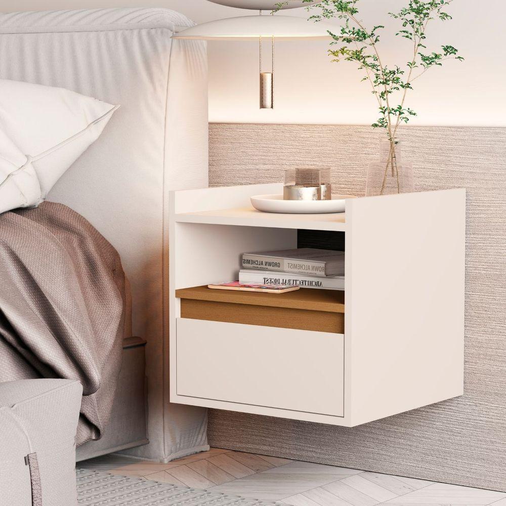 Mesa Cabeceira Suspensa Minerva Off White Nature - 1