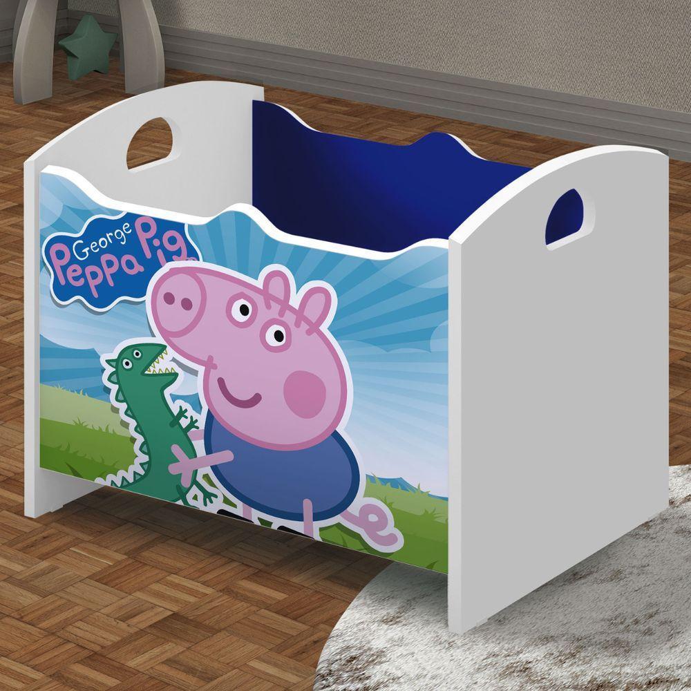 Baú Organizador Infantil George Azul Branco Acetinado - 1