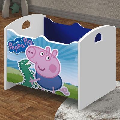 Baú Organizador Infantil George Azul Branco Acetinado