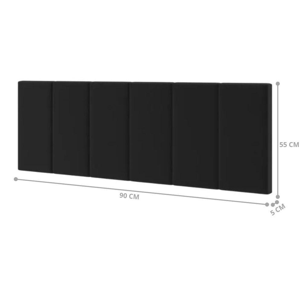 Conjunto De Cabeceira Solteiro Laura Proteção Sued Preto - 4