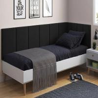 Conjunto De Cabeceira Solteiro Laura Proteção Sued Preto - 1