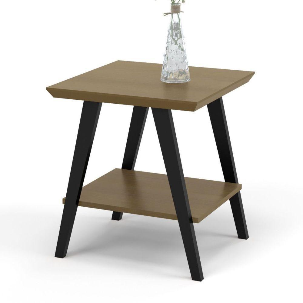 Mesa Lateral Davi Com Pés Em Madeira Freijó Preto - 2