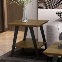 Mesa Lateral Davi Com Pés Em Madeira Freijó Preto - 1