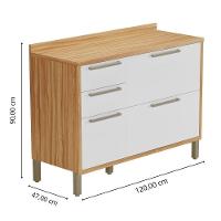 Balcão De Cozinha 2 Portas 3 Gavetas Syrah Amêndoa-off White Rio Doce - 6