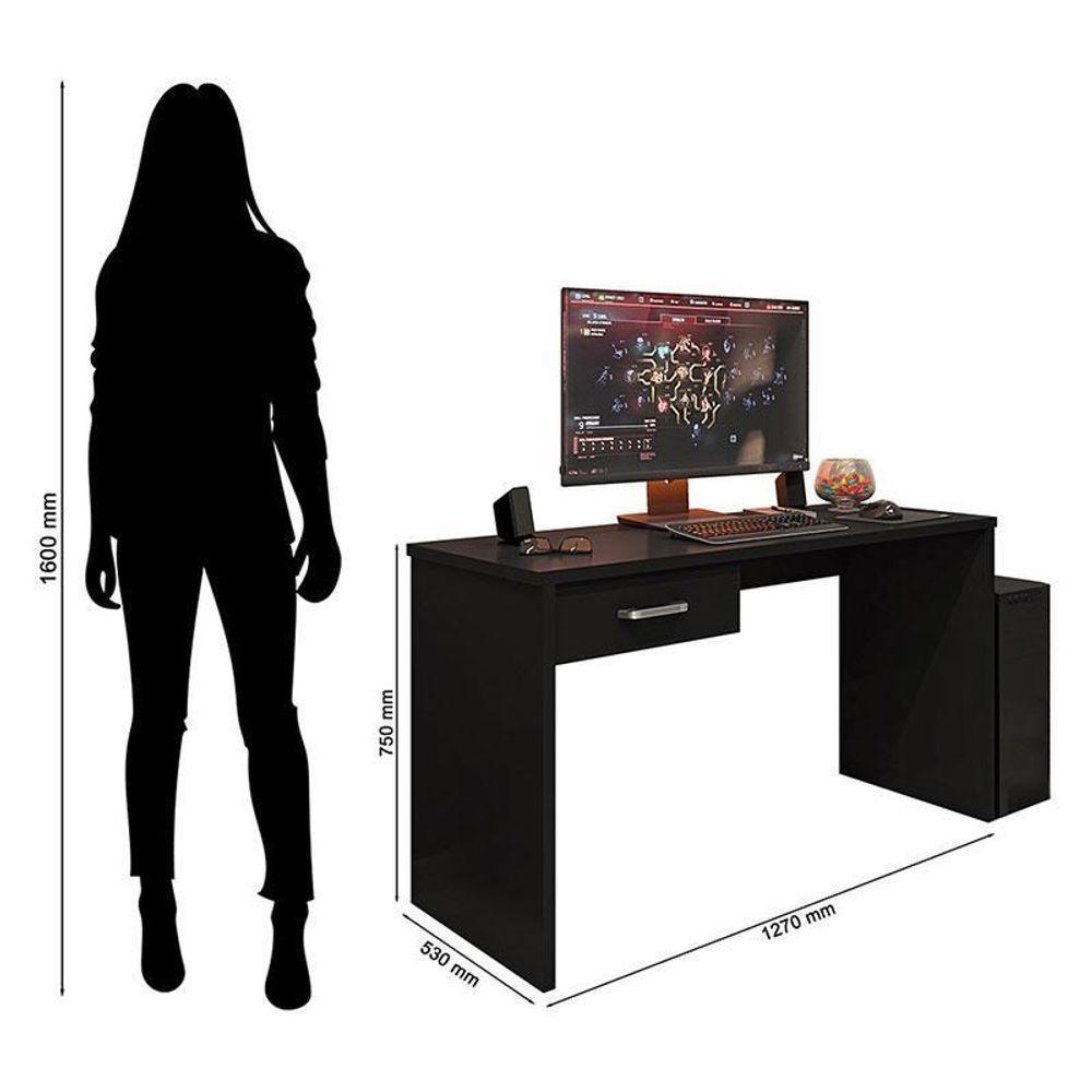 Mesa Para Computador Gamer New Drx 9000 Preto Trama - Móveis Leão - 3