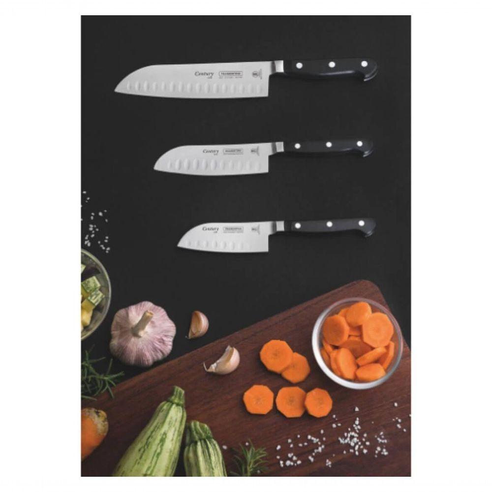 Faca Santoku Tramontina Century Com Lâmina Em Aço Inox E Cabo Em Policarbonato Preto E Fibra De Vidro 5" - 4