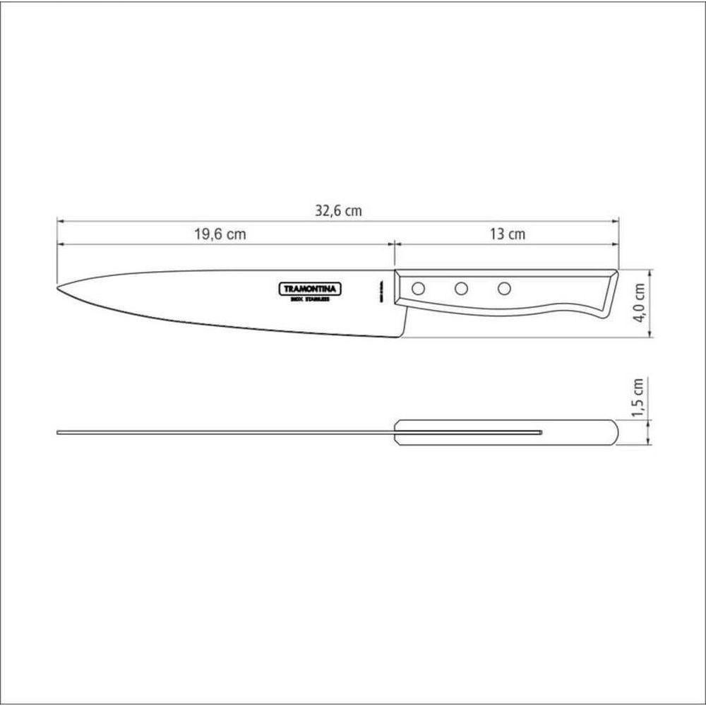 Faca Peixeira E Cozinha Tramontina 8" Tradicional Madeira Natural - 3