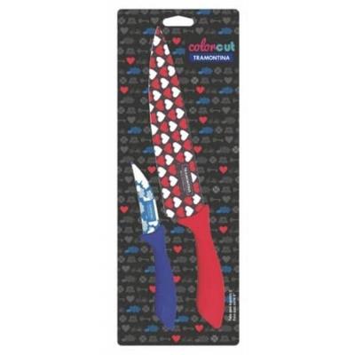 Conjunto De Facas Tramontina Em Inox Com Cabo De Polipropileno Colorcut 2 Peças