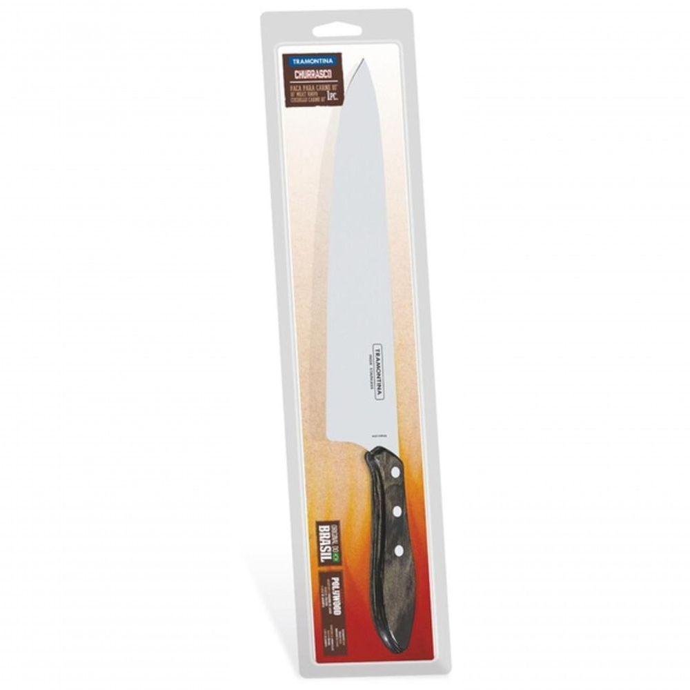 Faca Para Carne Tramontina Aço Inox Cabo Polywood Castanho 10" - 2