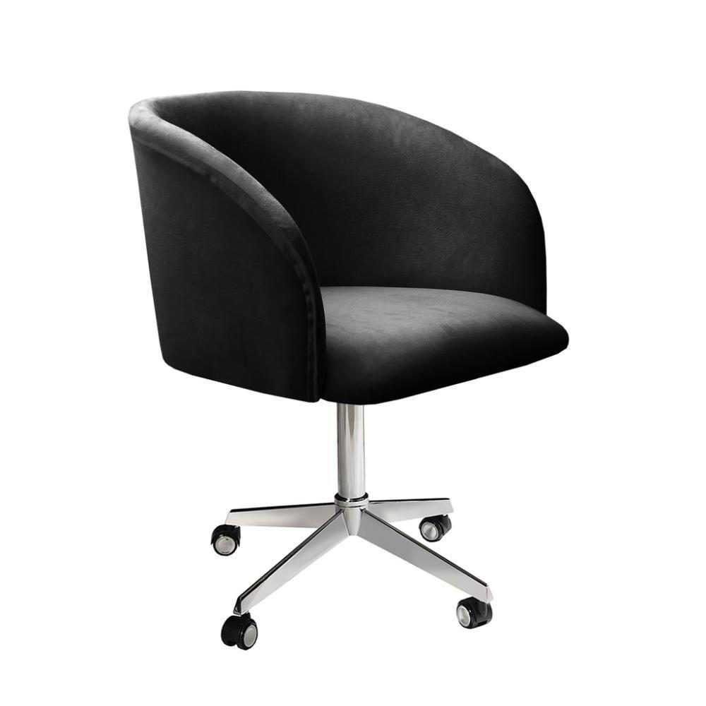 Poltrona Atenas Base Giratória Com Rodinhas Cor:veludo Preto 410 Veludo Preto 410 - 2