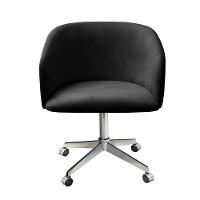 Poltrona Atenas Base Giratória Com Rodinhas Cor:veludo Preto 410 Veludo Preto 410 - 1