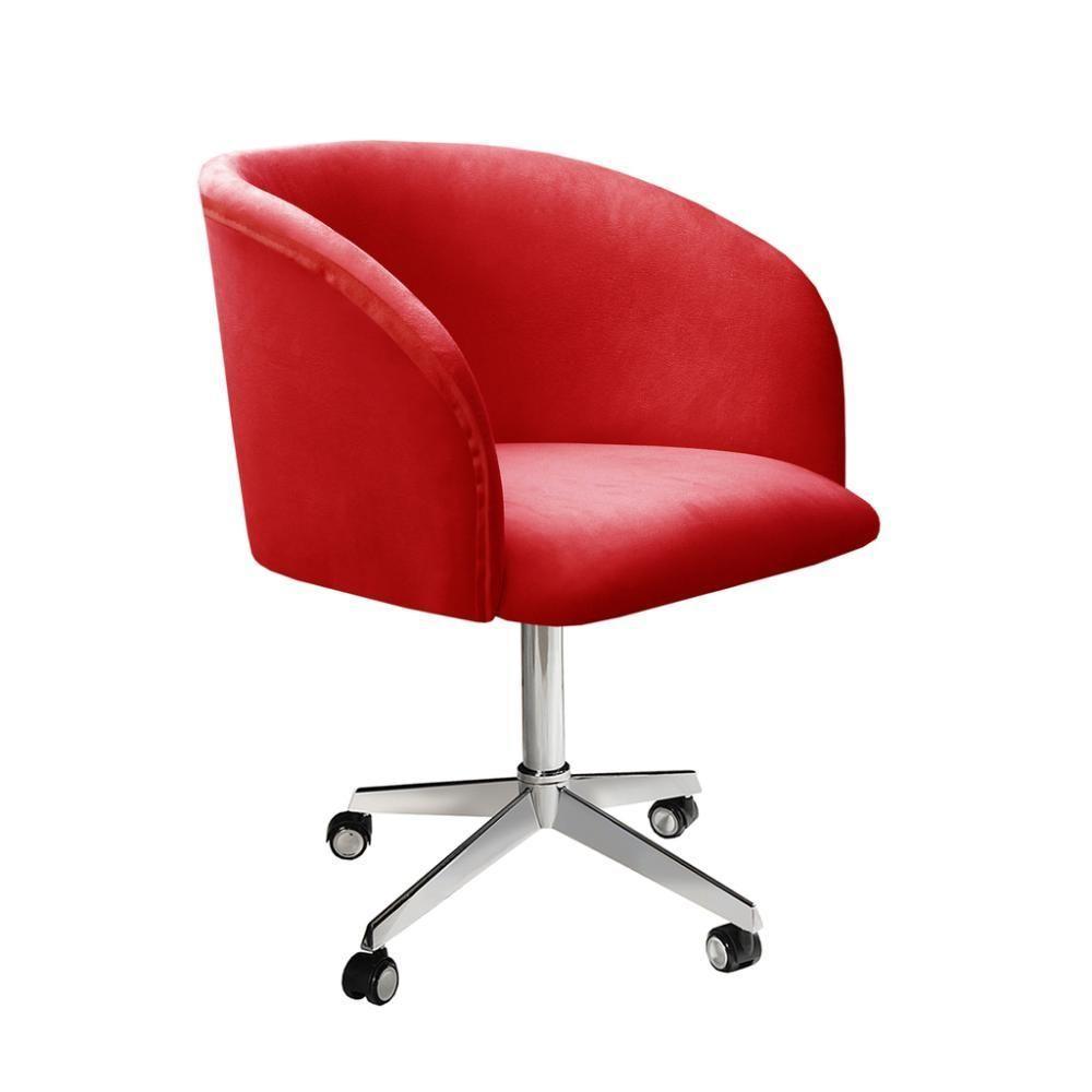Poltrona Atenas Base Giratória Com Rodinhas Cor:suede Vermelho 100 Suede Vermelho 100 - 2