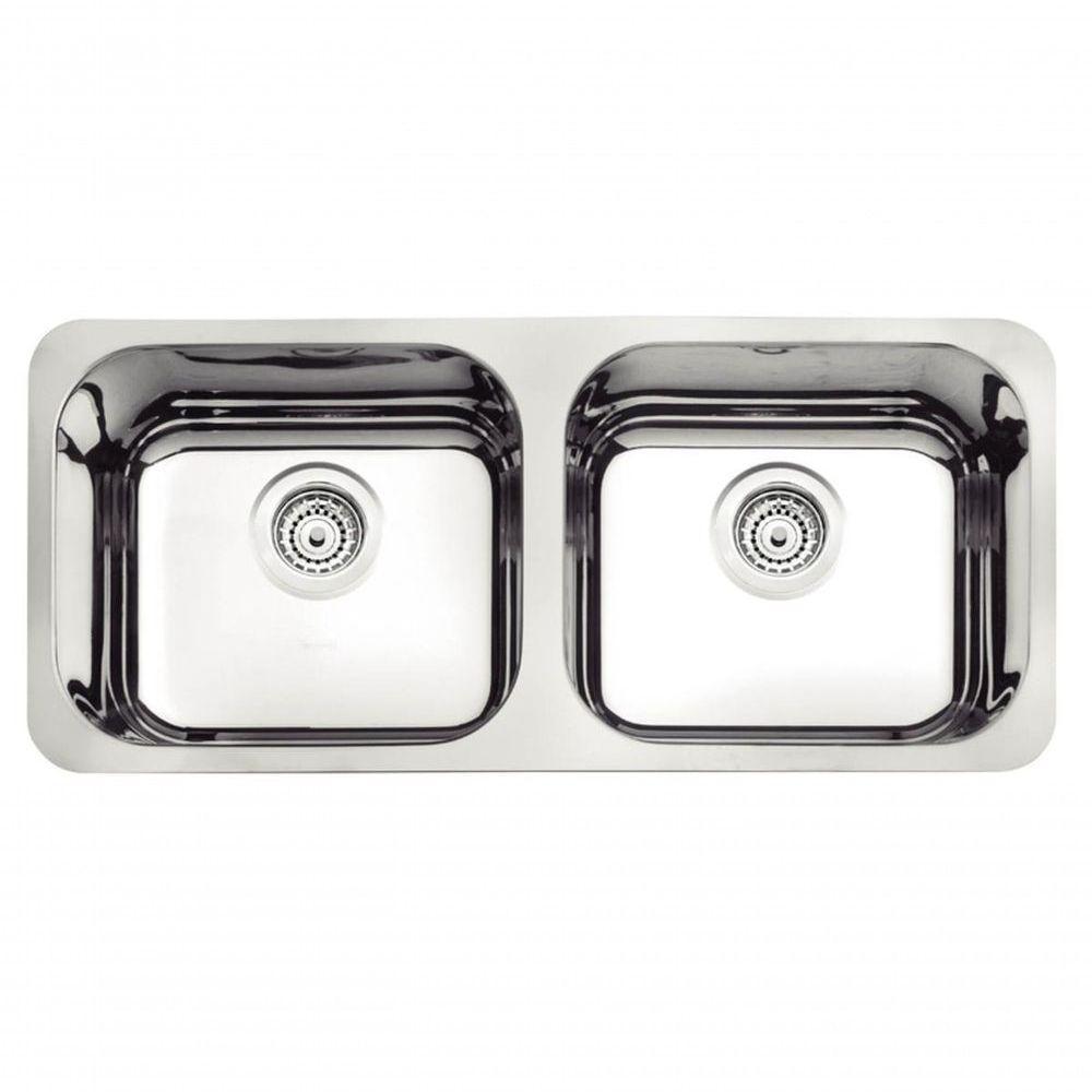 Cuba Dupla Em Aço Inox 84x34cm Alto Brilho Tramontina Isis Plus - 1