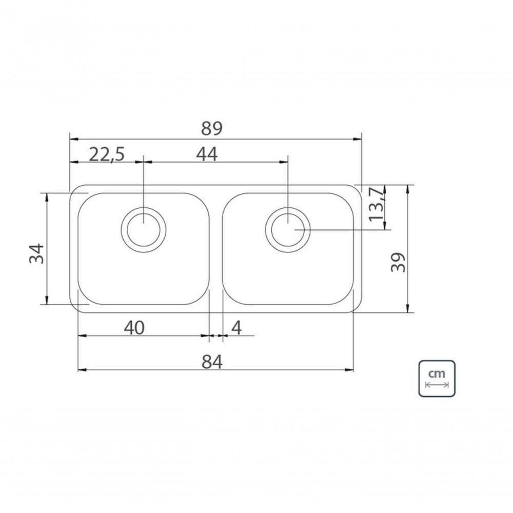 Cuba Dupla Em Aço Inox 84x34cm Alto Brilho Tramontina Isis Plus - 2