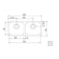 Cuba Dupla Em Aço Inox 84x34cm Alto Brilho Tramontina Isis Plus - 2