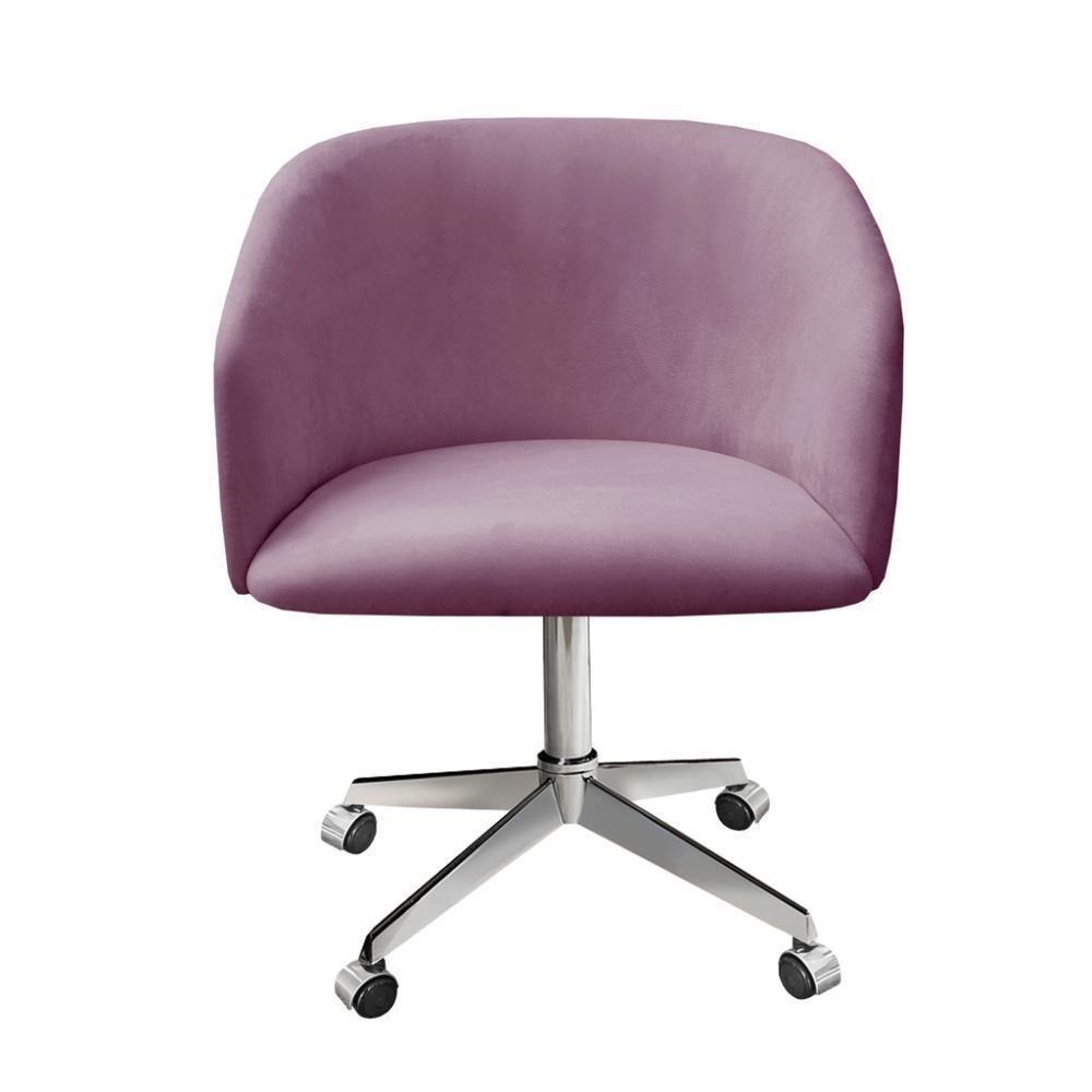 Poltrona Atenas Base Giratória Com Rodinhas Cor:veludo Roxo 380 Veludo Roxo 380 - 1
