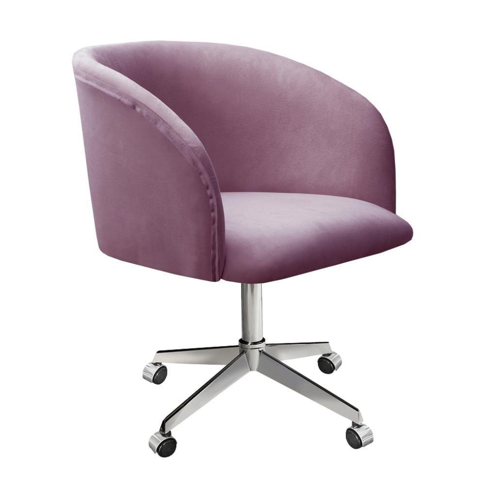 Poltrona Atenas Base Giratória Com Rodinhas Cor:veludo Roxo 380 Veludo Roxo 380 - 2