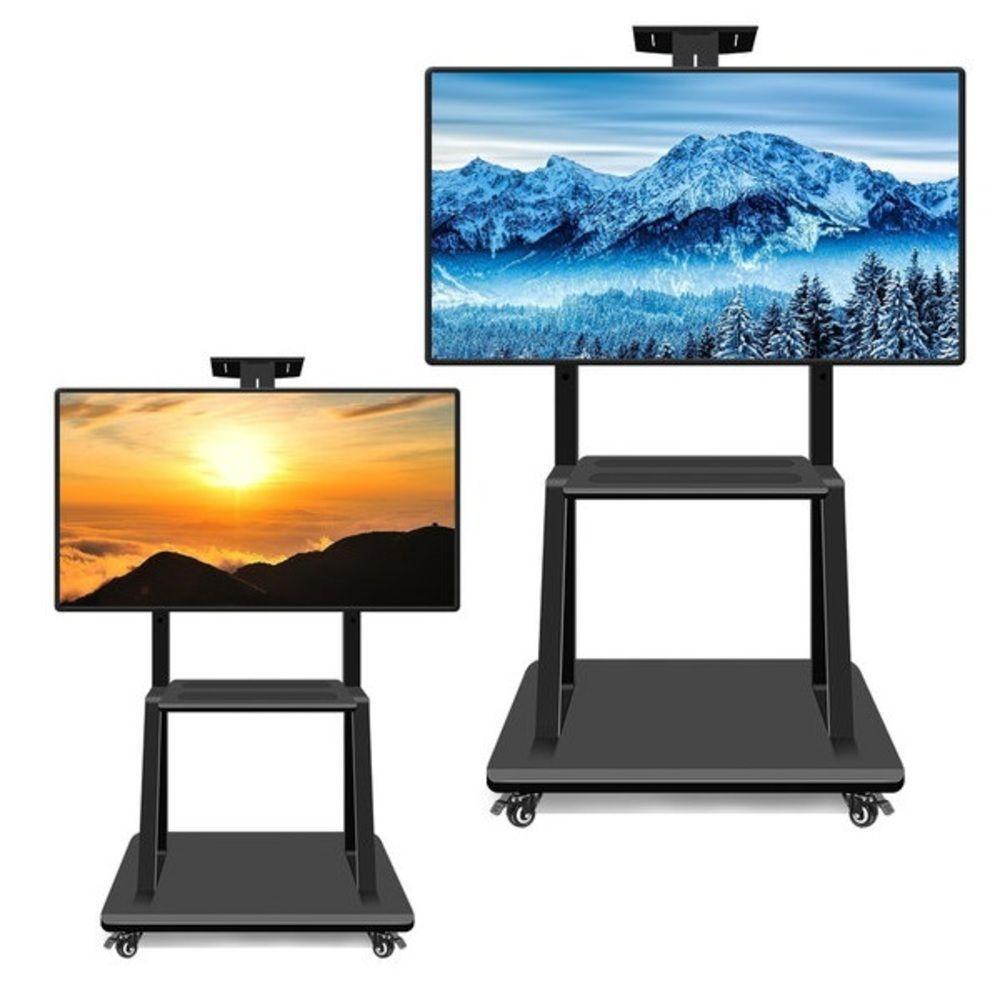 Suporte Tv Pedestal Com Prateleira Rodinhas Estante Chao Monitor Televisao Ajustavel Universal - 6